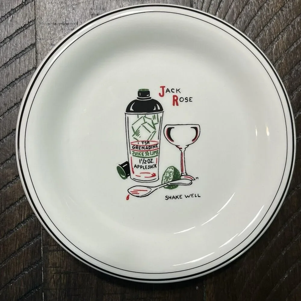 WILLIAMS & SONOMA Classic Cocktails Canapé Plates Set of 6 Martini Recipes